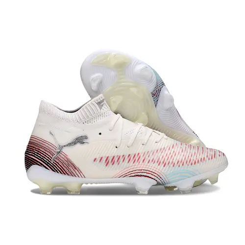 Chuteira Campo Puma Future 8 FG Branco e Vermelho
