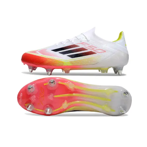 Chuteira Campo Adidas F50 Ponta de Aluminio Branco, Amarelo e Laranja