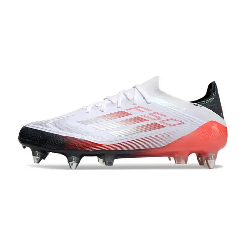 Chuteira Campo Adidas F50 Ponta de Aluminio Branco, Vermelho e Preto