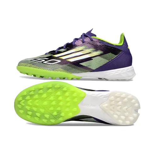 Chuteira Society Adidas F50 TF Roxa e Verde