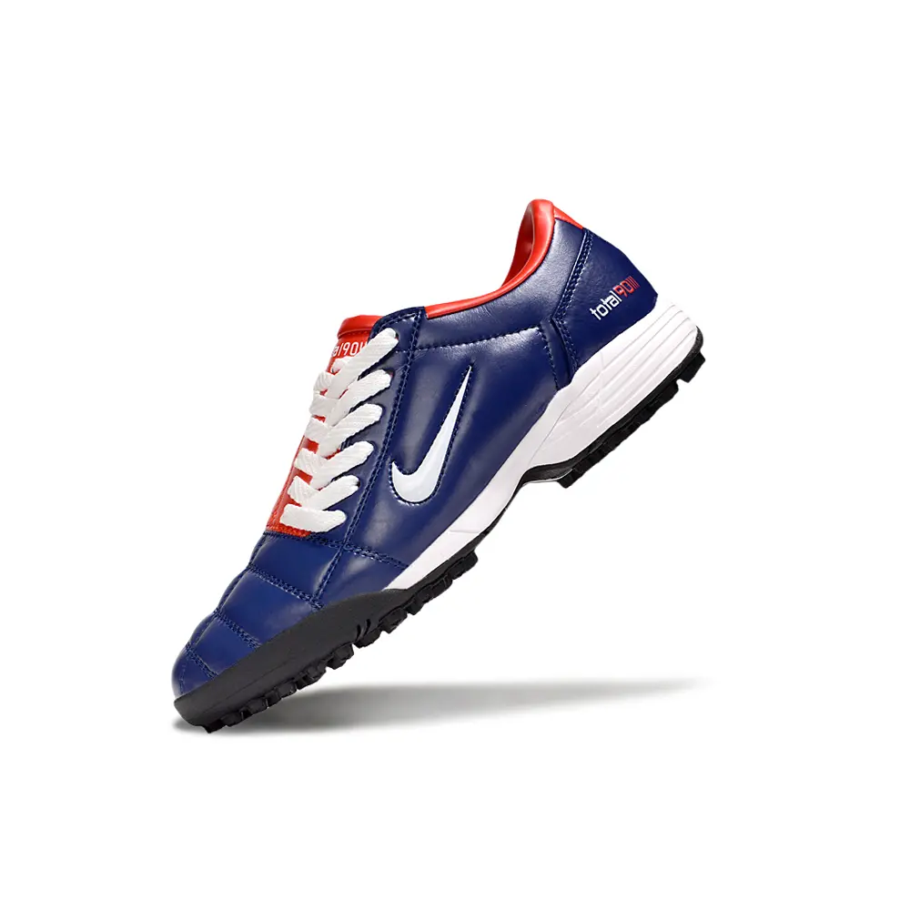 Chuteira Society Nike Total 90 TF Azul e Vermelho | Visual marcante