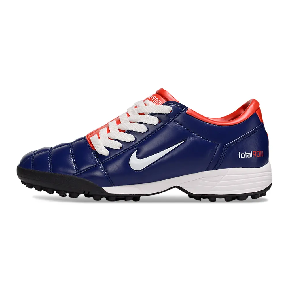 Chuteira Society Nike Total 90 TF Azul e Vermelho | Visual marcante