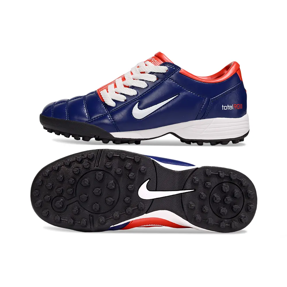 Chuteira Society Nike Total 90 TF Azul e Vermelho | Visual marcante