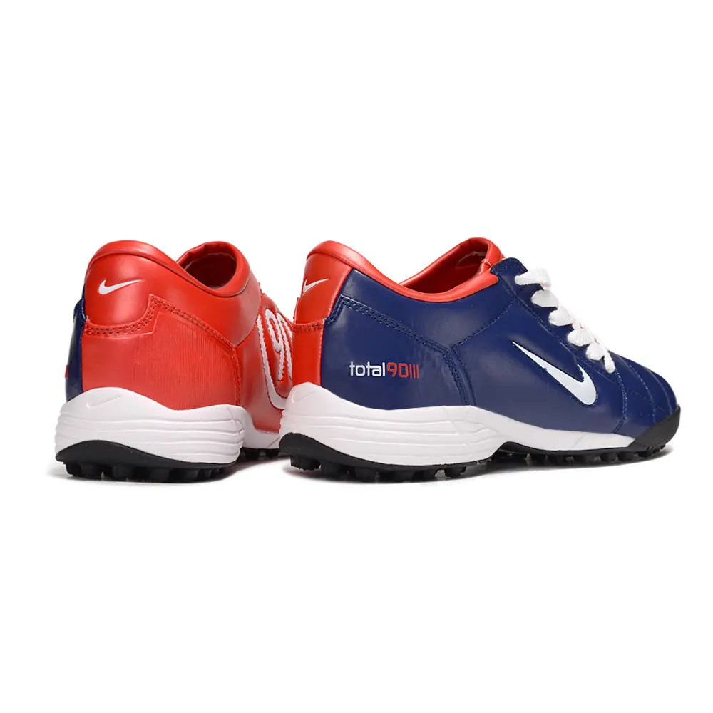 Chuteira Society Nike Total 90 TF Azul e Vermelho | Visual marcante