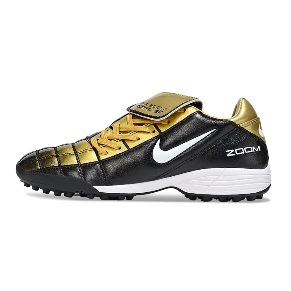 Chuteira Society Nike Total 90 TF Dourado e Preto | Desempenho