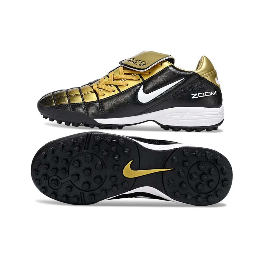 Chuteira Society Nike Total 90 TF Dourado e Preto | Desempenho