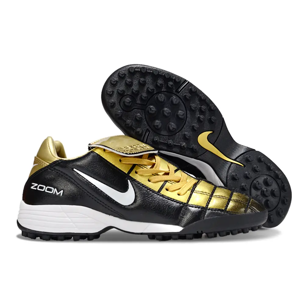 Chuteira Society Nike Total 90 TF Dourado e Preto | Desempenho