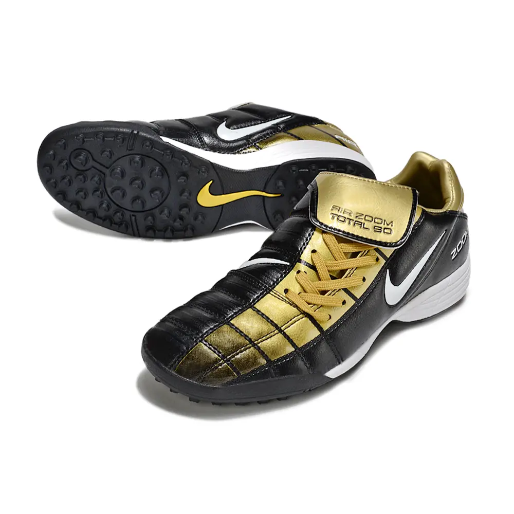 Chuteira Society Nike Total 90 TF Dourado e Preto | Desempenho