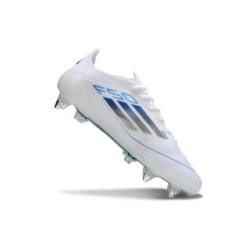 Chuteira Campo Adidas F50 Ponta de Aluminio Branco e Azul