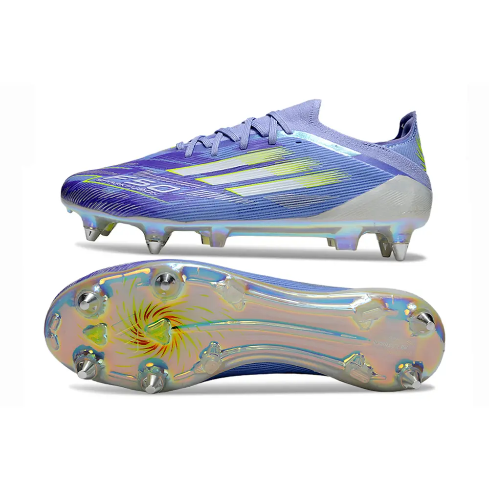 Chuteira Campo Adidas F50 Ponta de Alumínio Roxo e Verde