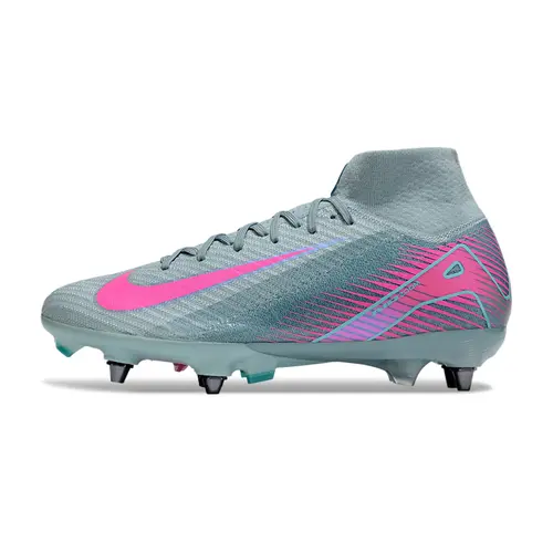 Chuteira Campo Nike Air Zoom Mercurial Superfly 10 Elite Trava Mista Azul e Rosa