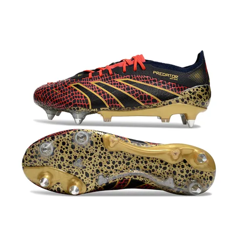 Chuteira Campo Adidas Predator Elite Ponta de Aluminio Preto, Dourado e Vermelho