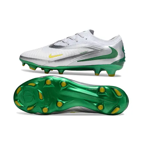 Chuteira Campo Nike Phantom GX 6 Elite FG Branco, Prata e Verde