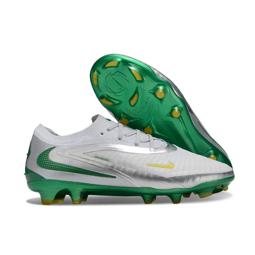 Chuteira Campo Nike Phantom GX 6 Elite FG Branco, Prata e Verde