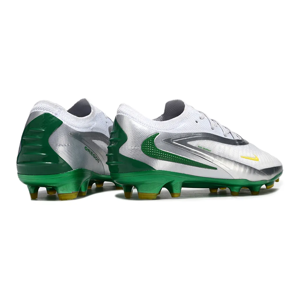 Chuteira Campo Nike Phantom GX 6 Elite FG Branco, Prata e Verde