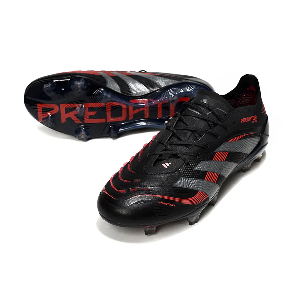 Chuteira Campo Adidas Predator Elite FG Preta e Vermelha