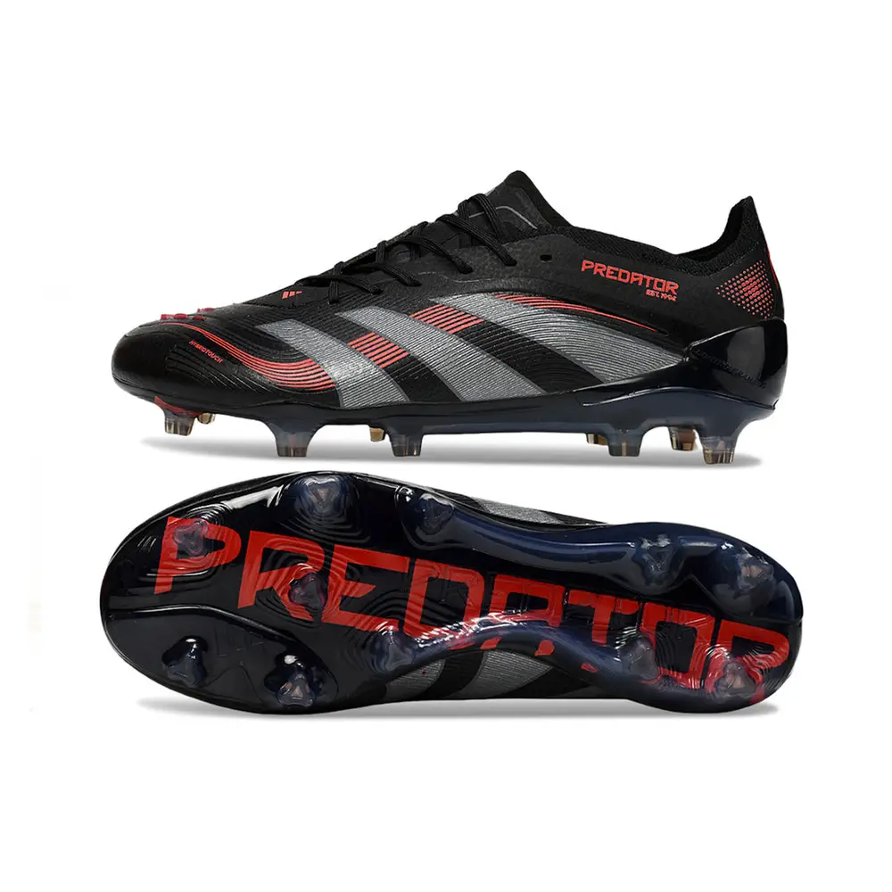 Chuteira Campo Adidas Predator Elite FG Preta e Vermelha