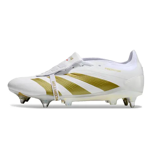 Chuteira Campo Adidas Predator Elite FT 30 Ponta de Aluminio Branca e Dourada - Day Spark Pack