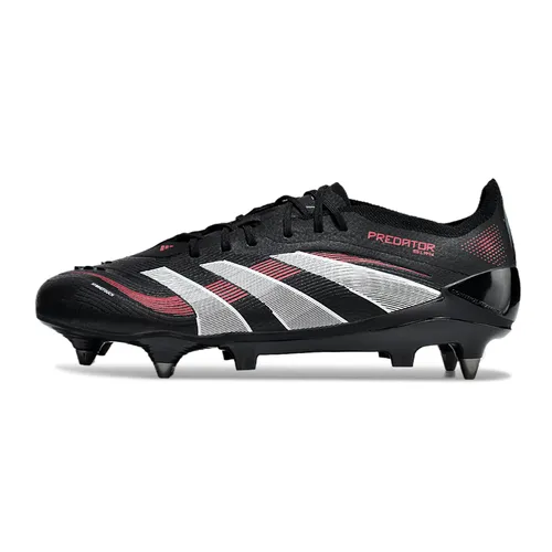 Chuteira Campo Adidas Predator Elite Ponta de Aluminio Preta e Vermelha - Stealth Victory