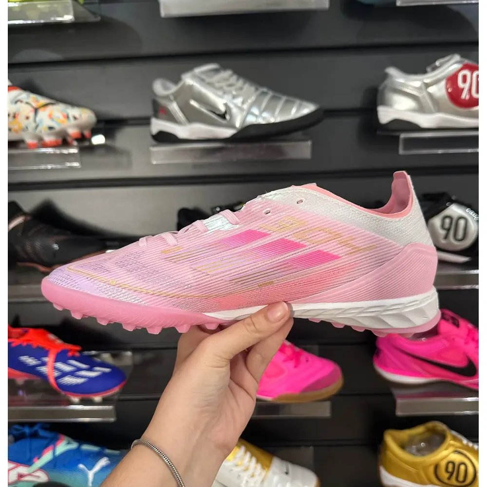 Chuteira Society Adidas F50 TF Rosa e Branca - Pronta Entrega