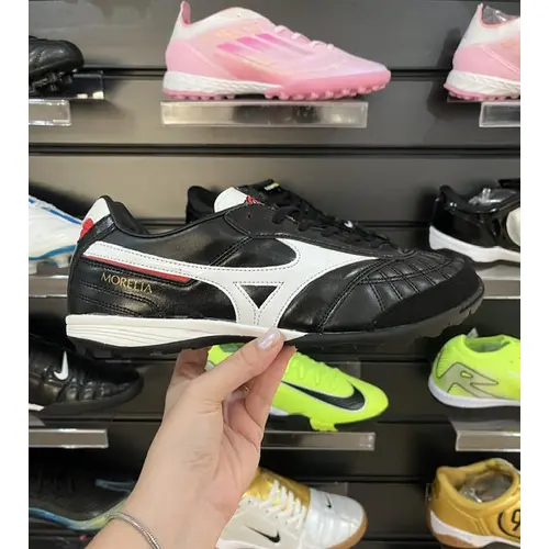 Chuteira Society Mizuno Morelia Sala Japan TF Preta e Branca - Pronta Entrega
