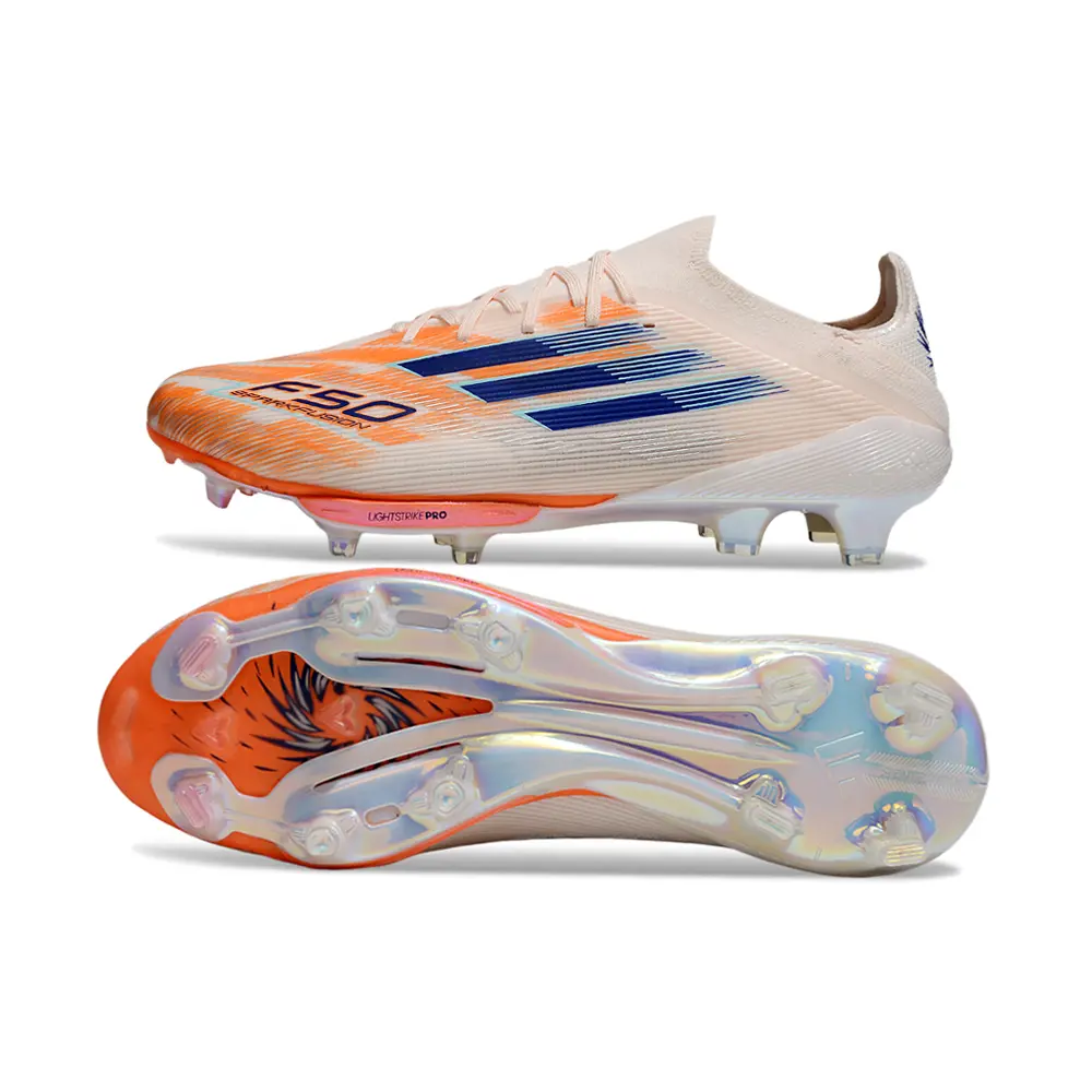 Chuteira Campo Adidas F50 FG Rosa e Azul Velocidade