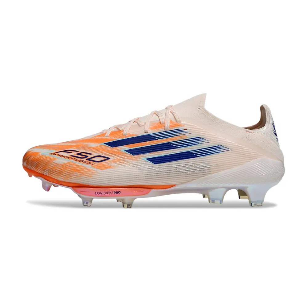 Chuteira Campo Adidas F50 FG Rosa e Azul Velocidade