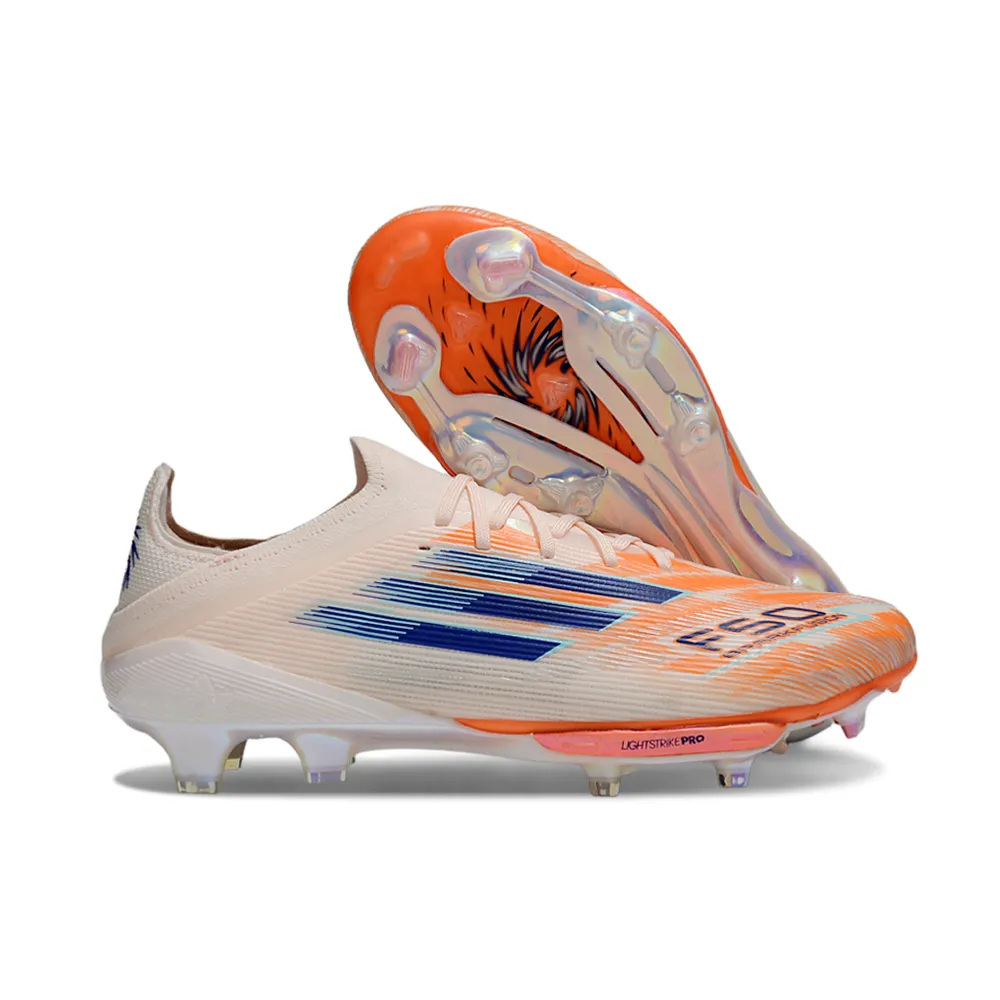 Chuteira Campo Adidas F50 FG Rosa e Azul Velocidade