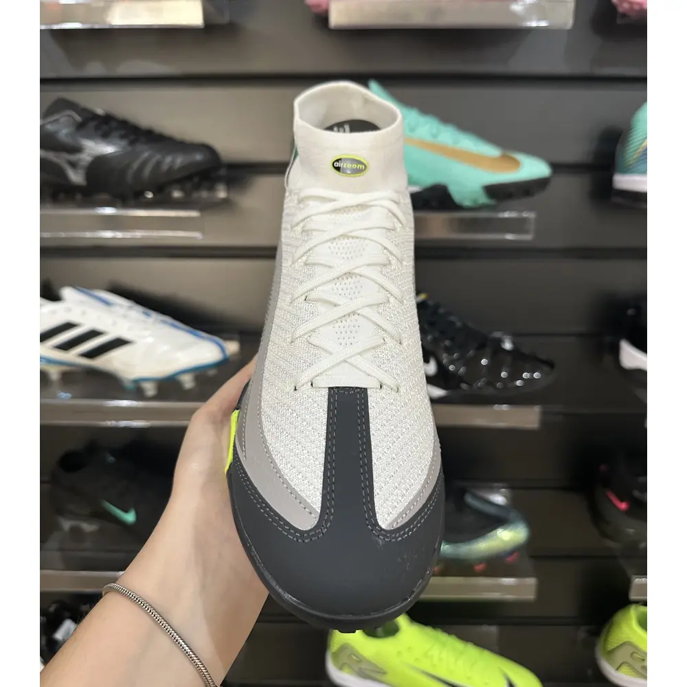 Chuteira Society Nike Air Zoom Mercurial Superfly 10 Elite TF Branco, Cinza e Verde - Pronta Entrega