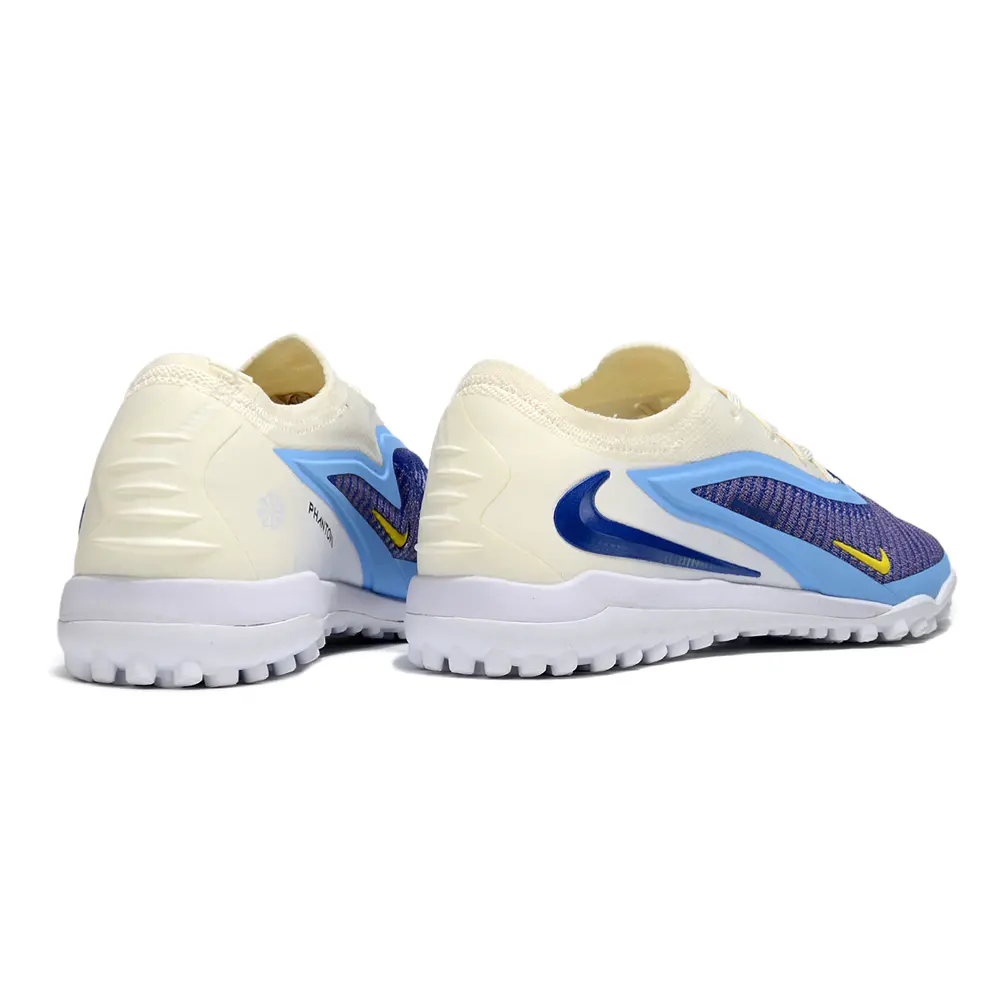 Chuteira Society Nike Phantom GX 6 Elite TF | Branco Azul Amarelo