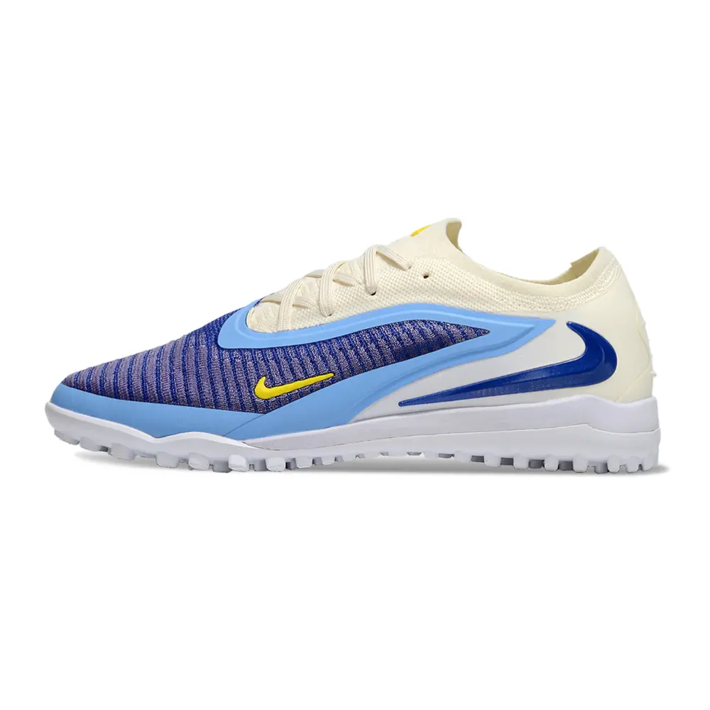 Chuteira Society Nike Phantom GX 6 Elite TF | Branco Azul Amarelo