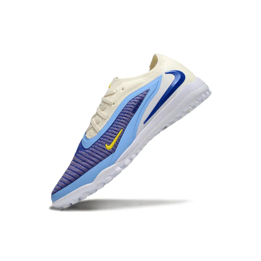 Chuteira Society Nike Phantom GX 6 Elite TF | Branco Azul Amarelo