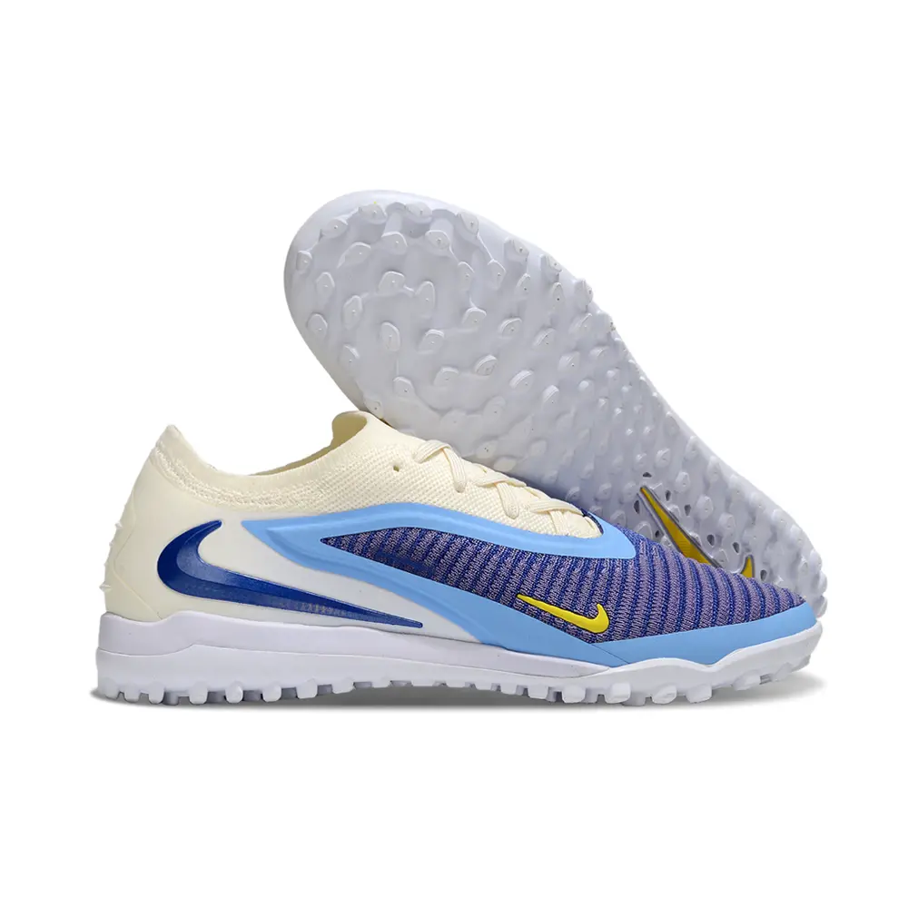 Chuteira Society Nike Phantom GX 6 Elite TF | Branco Azul Amarelo