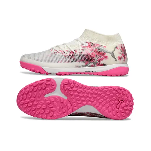 Chuteira Society Puma Future 8 TF Rosa e Branco