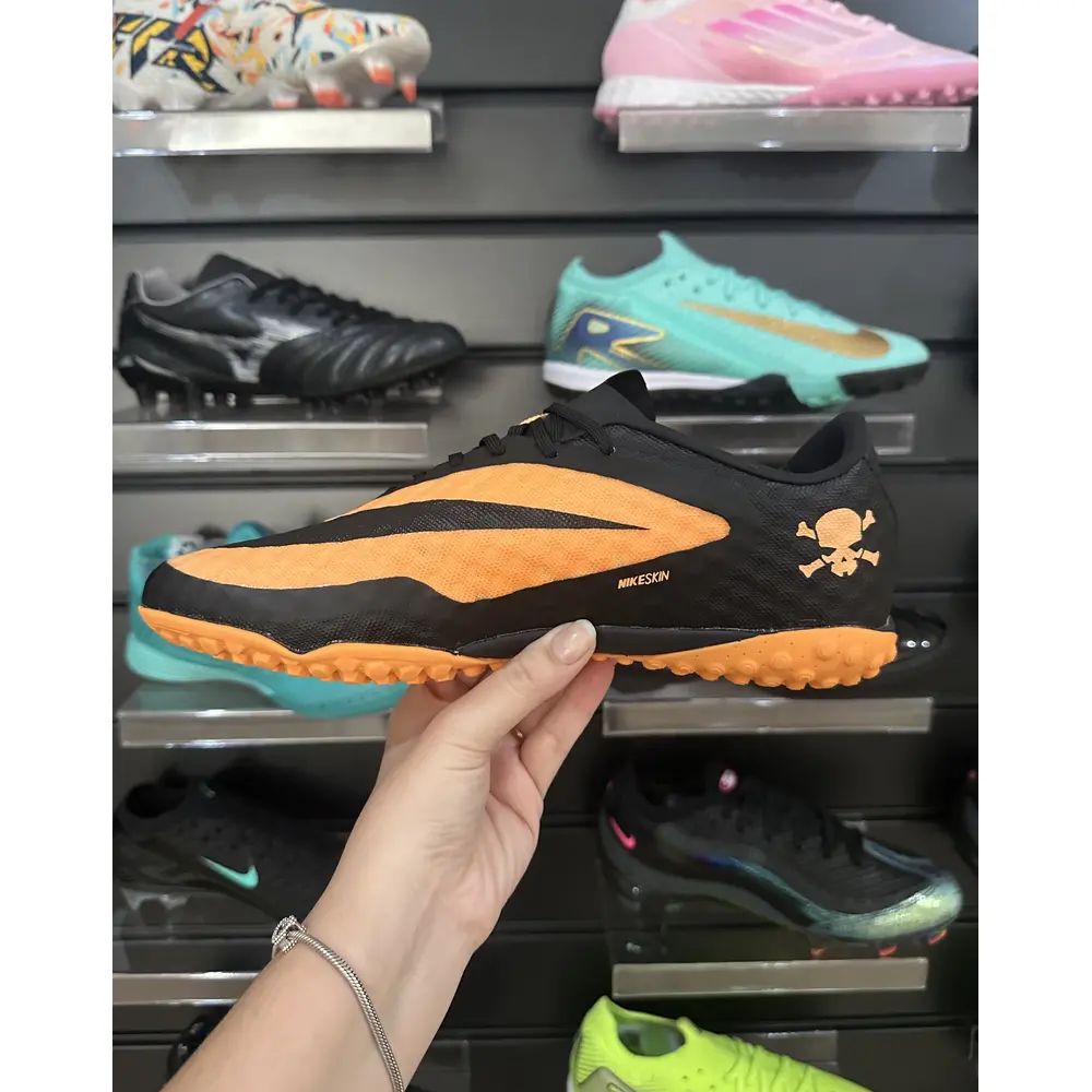 Chuteira Society Nike Hypervenom TF Laranja e Preto - Pronta Entrega