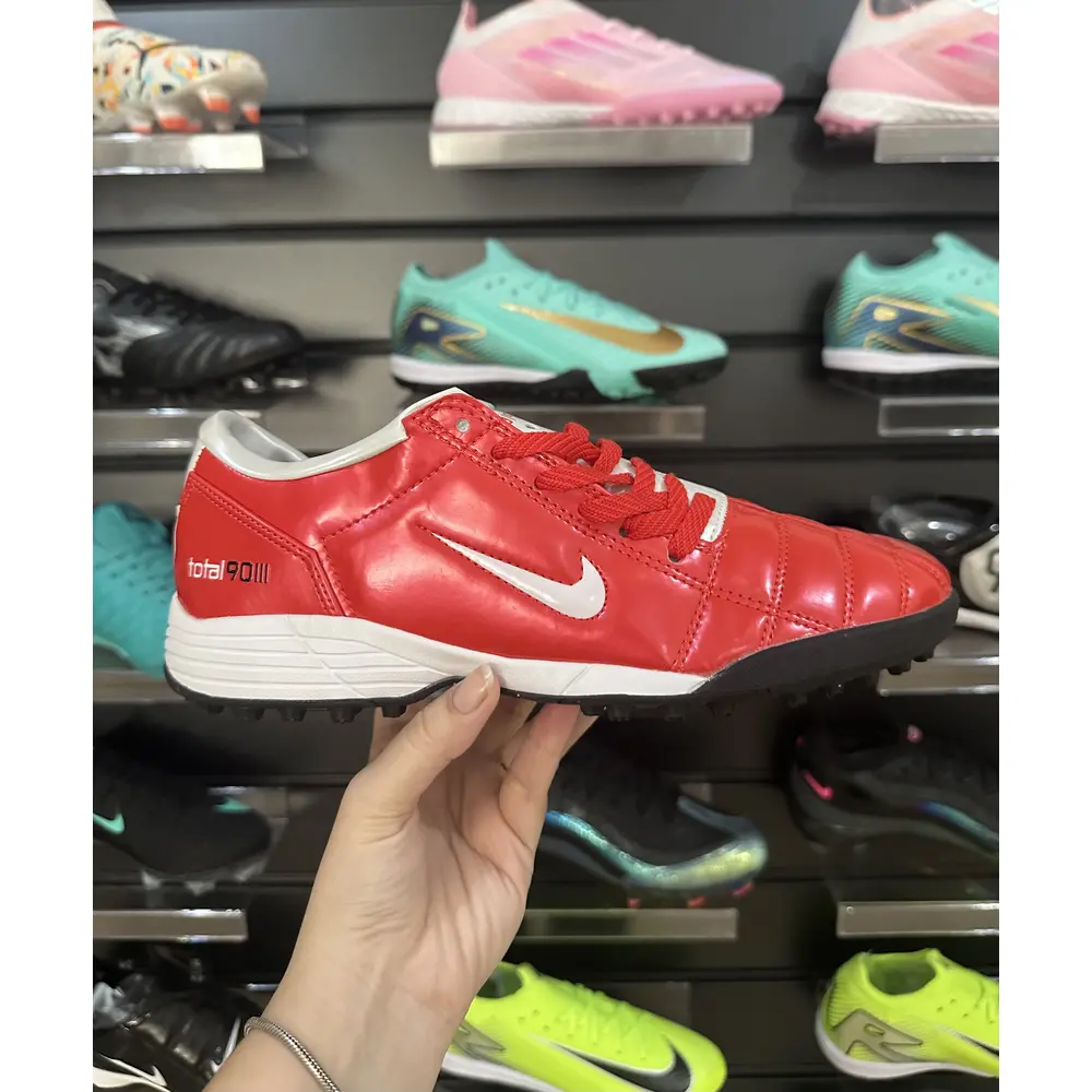 Chuteira Society Nike Total 90 TF | Vermelha e Branco - Pronta Entrega