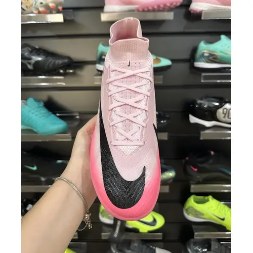 Chuteira Society Nike Air Zoom Mercurial Superfly 9 Elite TF Rosa e Preto - Pronta Entrega