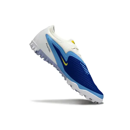 Chuteira Society Nike Phantom ReactX 6 Pro TF Branco e Azul