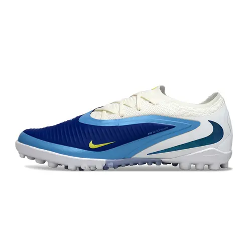 Chuteira Society Nike Phantom ReactX 6 Pro TF Branco e Azul