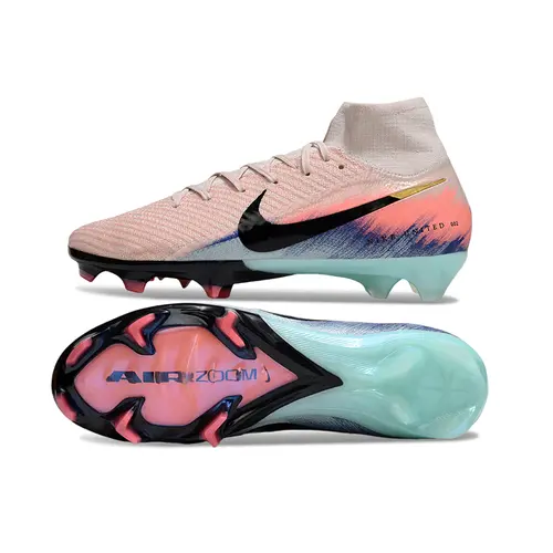 Chuteira Campo Nike Air Zoom Mercurial Superfly 10 Elite FG Rosa, Azul e Preto