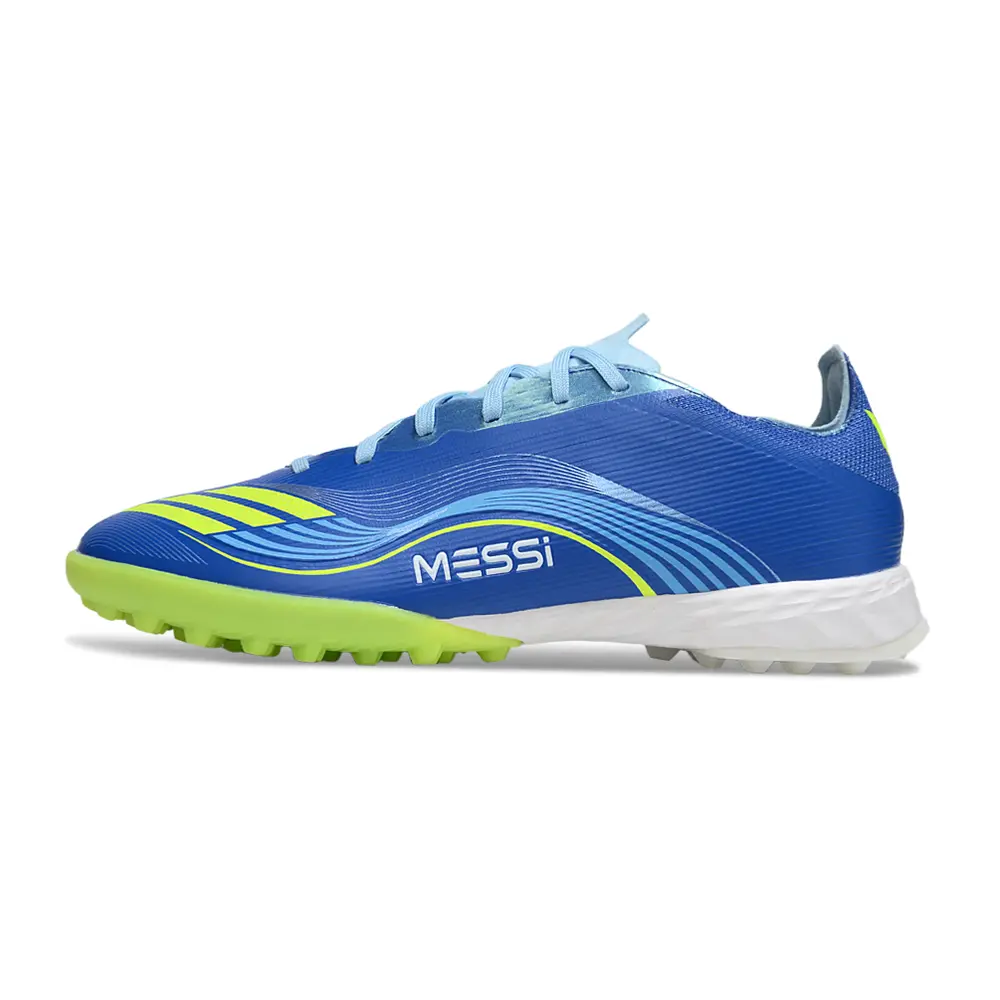 Chuteira Adidas F50 TF Messi Society Azul Verde