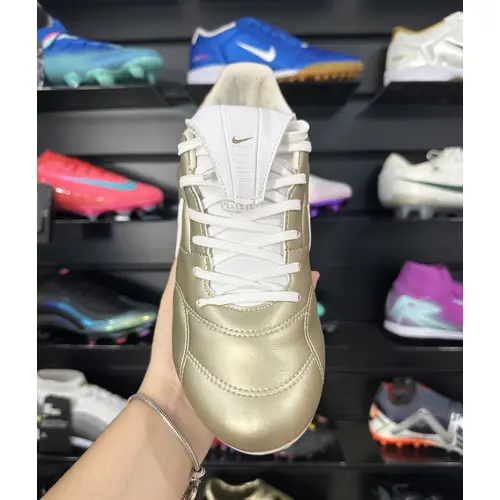 Chuteira Campo Nike Premier 3 FG Dourada e Branca - Pronta Entrega