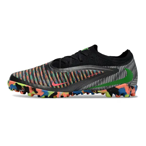 Chuteira Society Nike Phantom ReactX 6 Pro TF Preto, Azul, Verde e Laranja