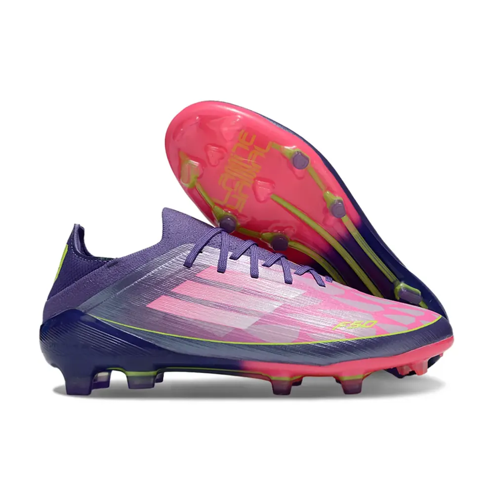 Chuteira Campo Adidas F50 FG - Roxo Rosa Verde Lamine Yamal