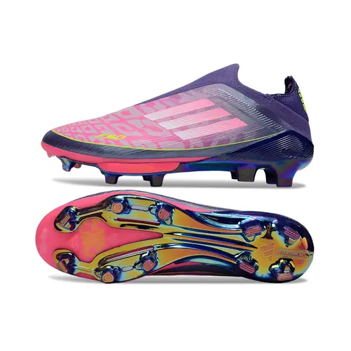 Chuteira Campo Adidas F50+ LL FG Roxo, Rosa e Verde "Lamine Yamal"