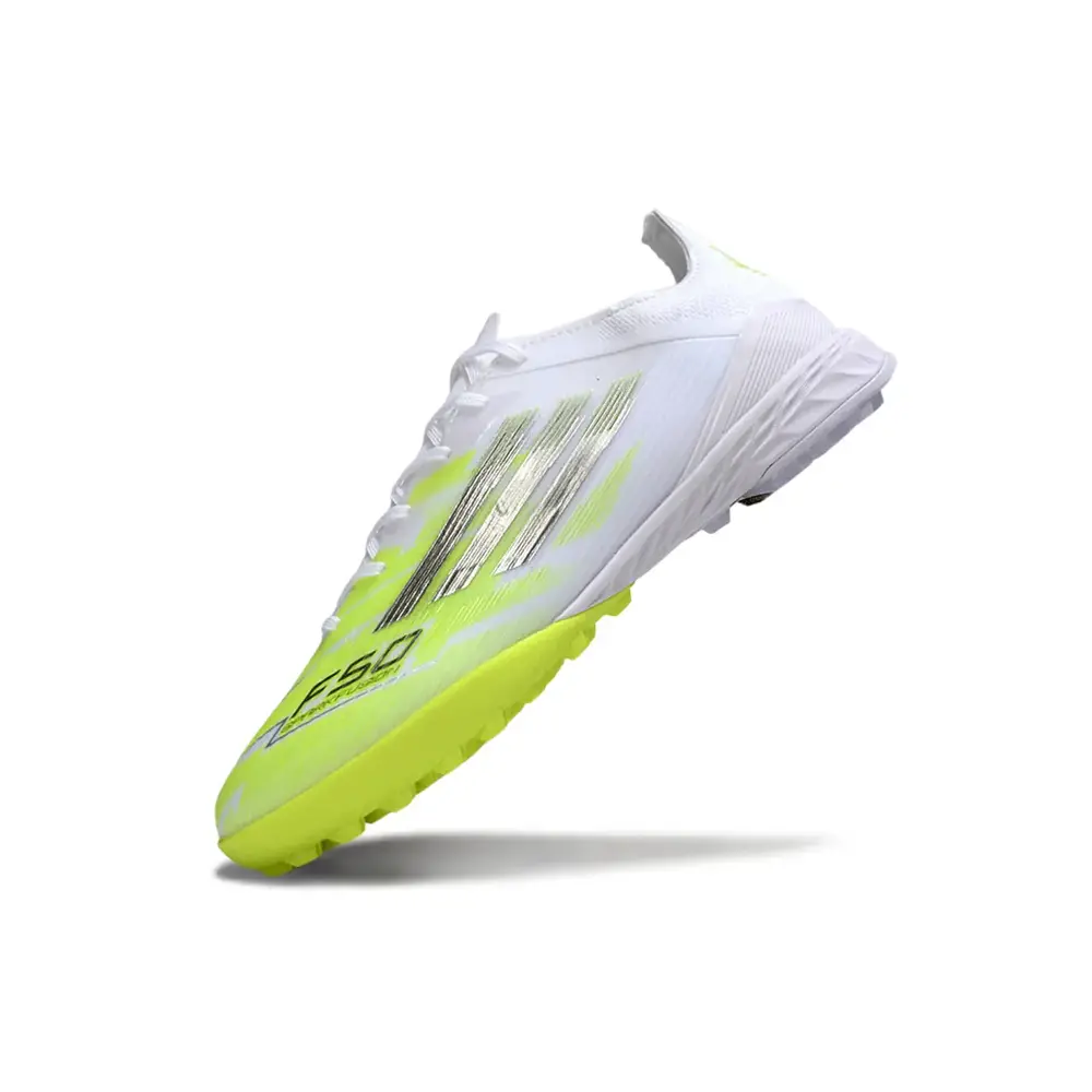 Chuteira Society Adidas F50 TF Branco e Verde | Farda de Boleiro