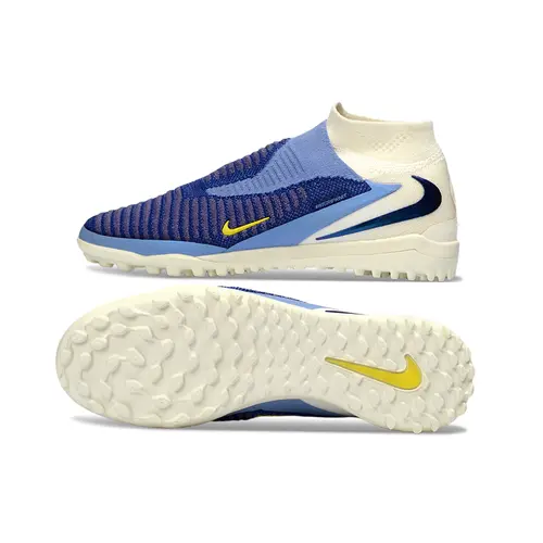 Chuteira Society Nike Phantom GX 6 DF Elite TF Branco e Azul ''Fear Nothing''