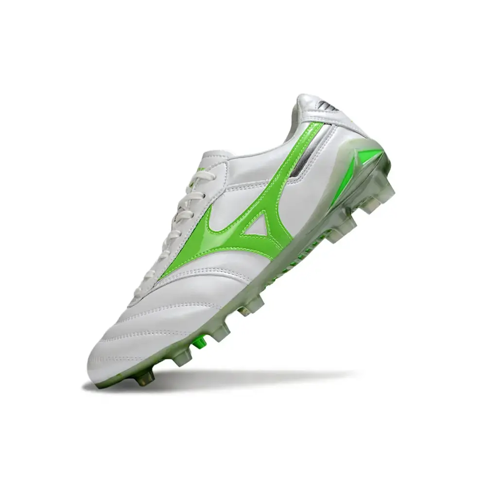 Chuteira Campo Mizuno Morelia DNA FG | Branca e Verde Frontier Pack
