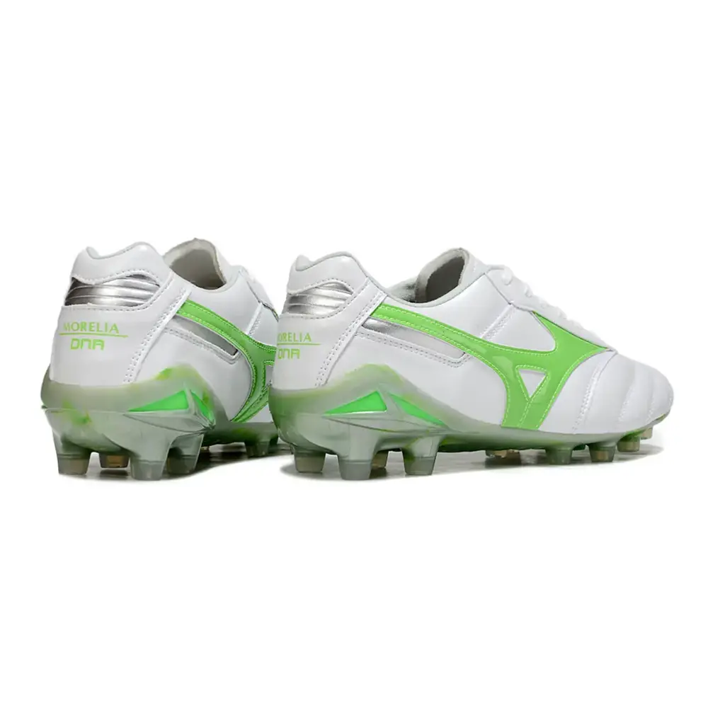 Chuteira Campo Mizuno Morelia DNA FG | Branca e Verde Frontier Pack