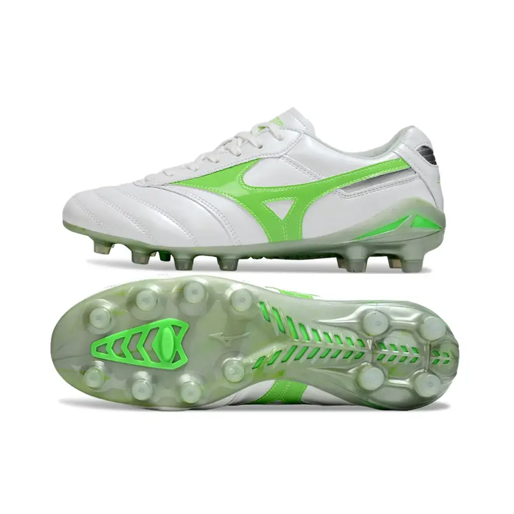 Chuteira Campo Mizuno Morelia DNA FG | Branca e Verde Frontier Pack